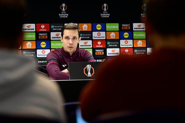 RSC Anderlecht v Hoffenheim - UEFA Europa League Media Activities 29 01 2025 ANDERLECHT, BELGIUM - JANUARY 29 : Hubert David head coach of RSC Anderlecht talking to the press during a press conference, PK, Pressekonferenz ahead of the UEFA Europa League 2024 25 League Phase MD8 match between RSC Anderlecht and Hoffenheim on January 29, 2025 in Anderlecht, Belgium, 29 01 2025 Anderlecht Belgium  Copyright: xPeterxDexVoechtx