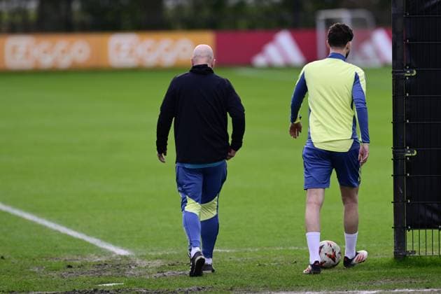 AMSTERDAM - Branco van der Boomen of Ajax during MD-1 training ahead of the match against Galatasaray at the Johan Cruijff ArenA on Jan. 29, 2025 in Amsterdam, Netherlands. ANP OLAF CRACK UEFA Europa Europa League 2024 25 xVIxANPxSportx xxANPxIVx 518634343 originalFilename: 518634343.jpg