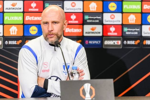250129 Head coach Henrik Rydström of Malmö FF during a UEFA Europa League press conference, PK, Pressekonferenz on January 29, 2025 in Prague. Photo: Mathilda Ahlberg BILDBYRAN kod MA MA0777 fotboll football soccer fotball uefa europa league europa league presskonferens press conference malmö ff bbeng Copyright: MATHILDAxAHLBERG BB250129MA025