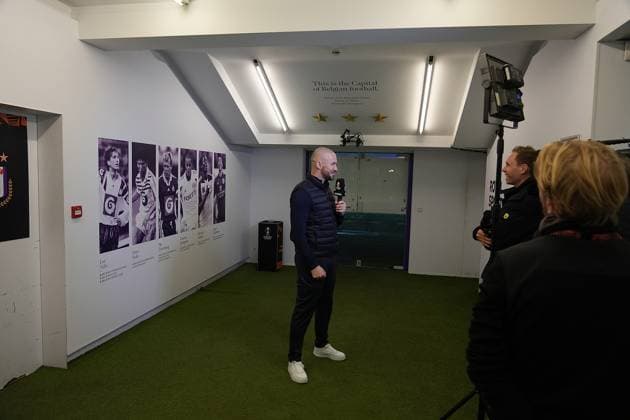 Europa League, RSC Anderlecht vsTSG 1899 Hoffenheim 29.01.2025, Lotto Park, Anderlecht, Europa League, RSC Anderlecht vsTSG 1899 Hoffenheim , im Bild Pressekonferenz vor dem Europaleague Spiel Anderlecht gegen Hoffenheim mit Trainer Christian Ilzer (Hoffenheim) und Adam Hlozek (Hoffenheim).