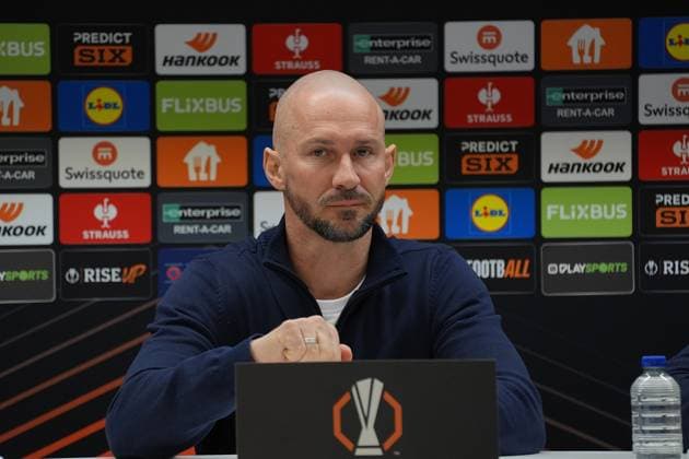 Europa League, RSC Anderlecht vsTSG 1899 Hoffenheim 29.01.2025, Lotto Park, Anderlecht, Europa League, RSC Anderlecht vsTSG 1899 Hoffenheim , im Bild Pressekonferenz vor dem Europaleague Spiel Anderlecht gegen Hoffenheim mit Trainer Christian Ilzer (Hoffenheim) und Adam Hlozek (Hoffenheim).