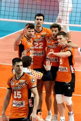DEU, CEV Champions League, BR Volleys vs. Projekt WARSZAWA, 29.01.2025, Max-Schmeling-Halle, Berlin, DEU, CEV Champions League, BR Volleys vs. Projekt WARSZAWA, im Bild BR Volleys-Spielerkreis Foto: Juergen Engler nordphoto GmbH