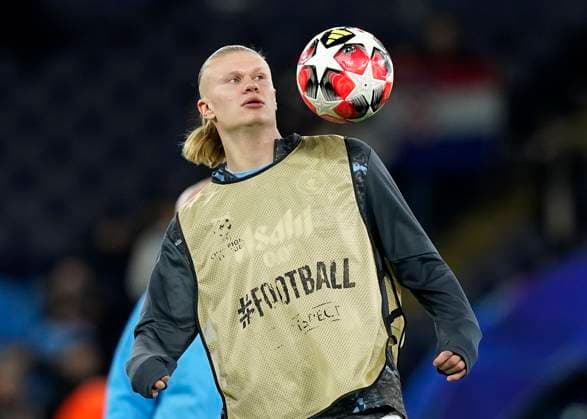 Manchester, England, 29th January 2025. Erling Haaland of Manchester City during the UEFA Champions League match at the Etihad Stadium, Manchester. Picture credit should read: Andrew Yates Sportimage EDITORIAL USE ONLY. No use with unauthorised audio, video, data, fixture lists, club league logos or live services. Online in-match use limited to 120 images, no video emulation. No use in betting, games or single club league player publications. SPI_022_AY_MAN_CITY_BRUGGE SPI-3642-0028