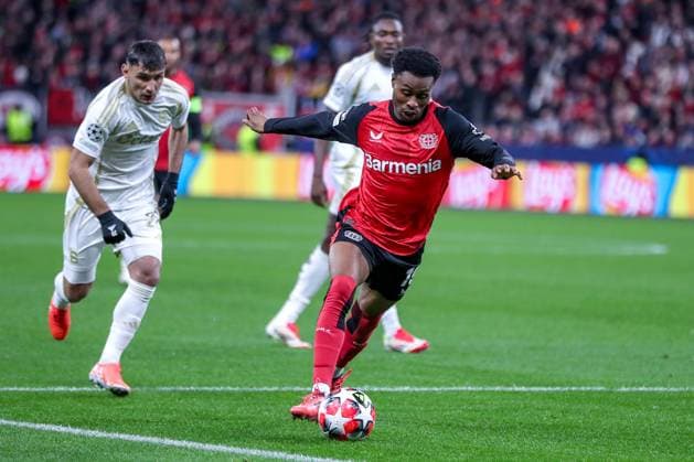 29.01.2025, Fußball, Bayer 04 Leverkusen - AC Sparta Prag, UEFA Champions League, 8. Spieltag, BayArena, Saison 2024 2025: Nathan Tella (Bayer04 Leverkusen 19) Nordrhein-Westfalen Deutschland