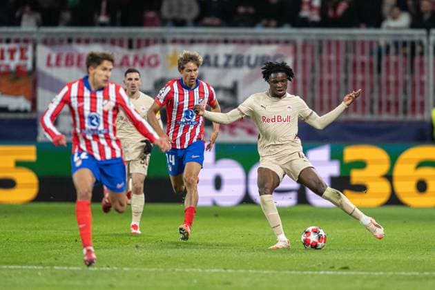 Hendry Blank shots the ball during UEFA Champions league match, Red Bull Salzburg - Atletico Madrid , 29. january 2025, Red Bull Arena, Salzburg, Austria Copyright: xMICHALxFAJT,ZOSPORTU.SKx FAJ_0710