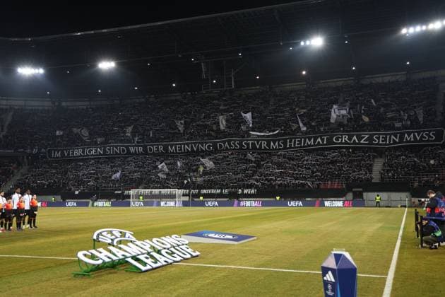 SOCCER - UEFA CL, Sturm vs RB Leipzig KLAGENFURT,AUSTRIA,29.JAN.25 - SOCCER - UEFA Champions League, SK Sturm Graz vs RasenBallsport Leipzig. Image shows fans of Sturm.  GEPAxpictures xChrisxBauer