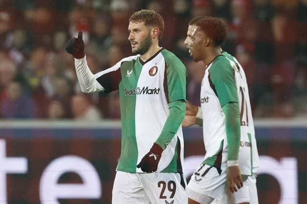 LILLE, 29-01-2025. Decathlon Arena Stade Pierre Mauroy. Football, UEFA Champions League season 2024 2025. Lille - Feyenoord. Feyenoord player Santiago Gimenez celebrating his goal 1-1 during the match Borussia LOSC Lille - Feyenoord Lille - Feyenoord  x27612818x Copyright: