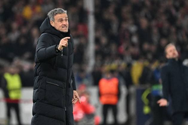 29.01.2025, xjhx, Fussball UEFA Champions League, VfB Stuttgart - Paris St.Germain v.l. Trainer Luis Enrique (PSG Paris St.Germain) gibt Anweisungen, gestikuliert, mit den Armen gestikulieren gives instructions, gesticulate (DFL DFB REGULATIONS PROHIBIT ANY USE OF PHOTOGRAPHS as IMAGE SEQUENCES and or QUASI-VIDEO) Stuttgart
