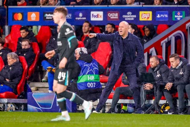 EINDHOVEN, 29-01-2025, Philips Stadium, UEFA Champions League season 2024 25, match between PSV and Liverpool FC, Liverpool FC trainer coach Arne Slot PSV - Liverpool  x27612871x Copyright:
