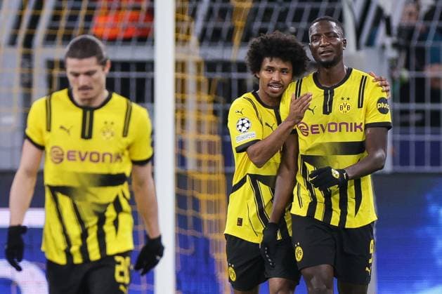 29.01.2025, UEFA Champions League, 8. Spieltag, Borussia Dortmund - Shakhtar Donetsk, v. l. Karim Adeyemi (Borussia Dortmund), Serhou Guirassy (Borussia Dortmund) bejubeln das Tor zum 1:0, Dortmund Signal Iduna Park NRW Deutschland xRHR-FOTO DEx Copyright: DennisxEwert RHR-FOTOx RHR-FOTO DE