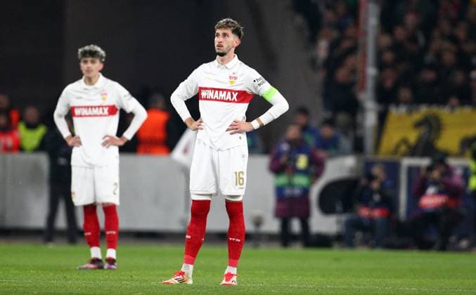 Karazor nach Tor 0-2 Psg , Champions League , VfB Stuttgart-PSG Paris Saint Germain , Fußball , in der MHP Arena , Stuttgart , Baden-Württemberg , Deutschland . Januar 29, 2025 . Photo by: Davide Elias Ipa Photo Pressefoto DENL Copyright: xDavidexEliasx
