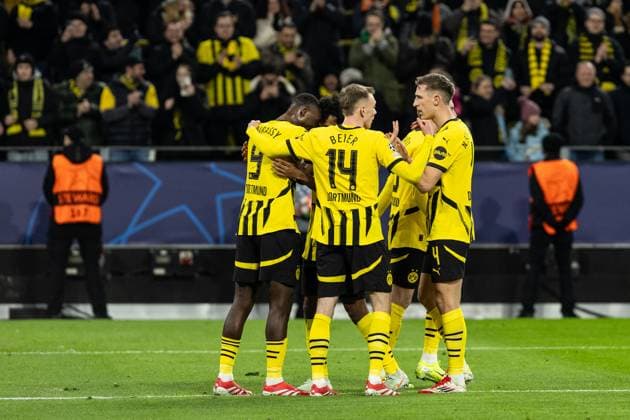 UEFA Champions League: Borussia Dortmund - FC Shakhtar Donetsk; 29.01.2025 Borussia Dortmund bejubeln das Tor, 1:0 durch Serhou Guirassy (Borussia Dortmund, 9) UEFA Champions League: Borussia Dortmund - FC Shakhtar Donetsk; Signal Iduna Park, Dortmund; 29.01.2025 Copyright: xBEAUTIFULxSPORTS Buriakovx