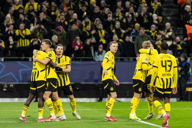 UEFA Champions League: Borussia Dortmund - FC Shakhtar Donetsk; 29.01.2025 Borussia Dortmund bejubeln das Tor, 1:0 durch Serhou Guirassy (Borussia Dortmund, 9) UEFA Champions League: Borussia Dortmund - FC Shakhtar Donetsk; Signal Iduna Park, Dortmund; 29.01.2025 Copyright: xBEAUTIFULxSPORTS Buriakovx