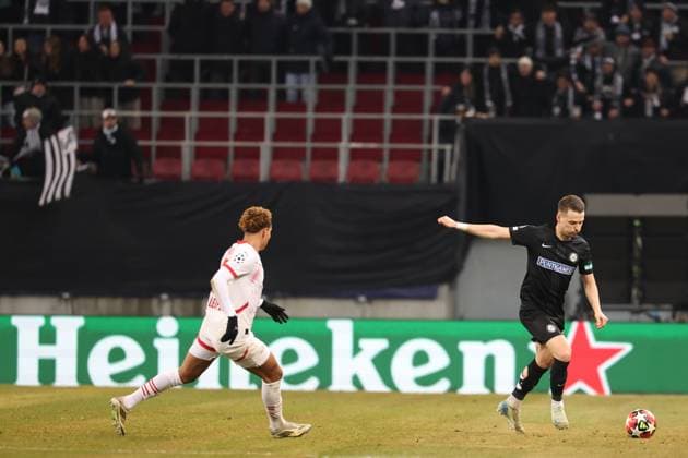 SOCCER - UEFA CL, Sturm vs RB Leipzig KLAGENFURT,AUSTRIA,29.JAN.25 - SOCCER - UEFA Champions League, SK Sturm Graz vs RasenBallsport Leipzig. Image shows Dimitri Lavalee (Sturm).  GEPAxpictures xChrisxBauer