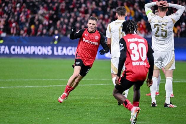 29.01.2025, Fussball, Champions League, 8. Spieltag, Saison 2024 2025, Bayer 04 Leverkusen - Sparta Prag, Florian Wirtz (Bayer Leverkusen) freut sich über das Tor zum 1:0 xRHR-FOTO TKx Copyright: RHR-FOTOx RHR-FOTO TK