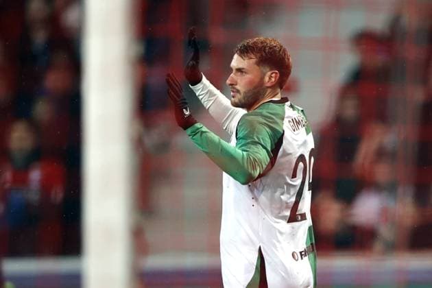 LILLE - Santiago Gimenez of Feyenoord celebrates 1-1 during the UEFA Champions League match between Lille OSC and Feyenoord at Stade Pierre Mauroy on Jan. 29, 2025 in Lille, France. ANP MAURICE VAN STEEN UEFA Champions League 2024 25 League Phase MD8 2024 25 xVIxANPxSportx xxANPxIVx 518655178 originalFilename: 518655178.jpg
