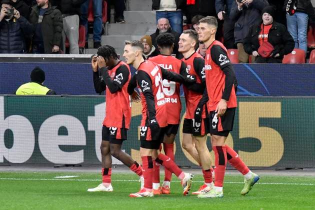 Florian Wirtz (Leverkusen 10) jubelt nach dem Tor zum 1:0 mit der Mannschaft 29.01.2025 Fussball Champions League, Bayer Leverkusen vs Sparta Prag, BayArena, Leverkusen,