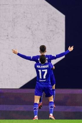 GNK Dinamo v AC Milan - UEFA Champions League 2024 25 League Phase MD8 Playees of Dinamo Zagreb celebrates after scoring the team s first goal during the UEFA Champions League 2024 25 League Phase MD8 match between GNK Dinamo and AC Milan at Maksimir Stadium on January 29, 2025. in Zagreb, Croatia.  LukaxStanzl PIXSELL