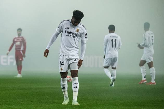 FOOTBALL: BREST vs REAL MADRID Baptiste AUTISSIER MAXPPP - Guingamp 29 01 2025 Baptiste AUTISSIER Maxppp GuingampDebut de match Aurelien Tchouameni lors du match Brest vs Real Madrid comptant pour la 8e journee de la Ligue des Champions a Guingamp le 29 janvier 2025. Guingamp Guingamp Bretagne France  Copyright: xMAXPPPxBaptistexAUTISSIERx BAU202501299948 BAU202501299948