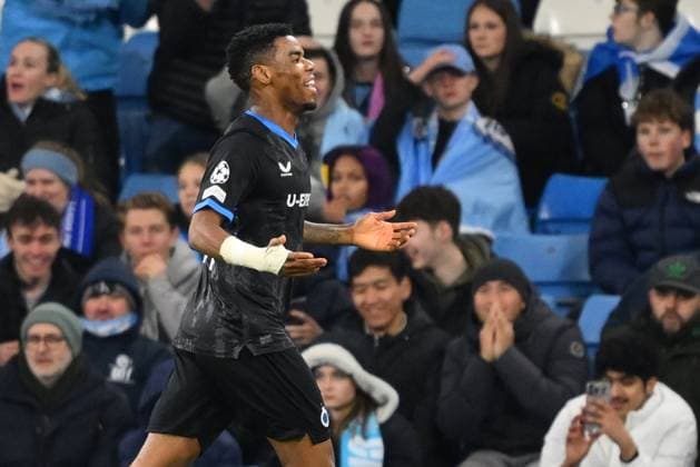 Manchester City v Club Brugge - UEFA Champions League MANCHESTER, ENGLAND - JANUARY 29 : Onyedika Raphael midfielder of Club Brugge celebrates scoring a goal during the UEFA Champions League 2024 25 League Phase MD8 match between Manchester City and Club Brugge on January 29, 2025 in Manchester, England, 29 01 2025 Manchester England  Copyright: xTomasxSiskx