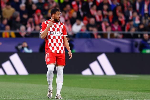 January 29, 2025, Girona, Madrid, SPAIN: Arnaut Danjuma of Girona FC celebrates a goal during the UEFA Champions League 2024 25 League Phase MD8 match between Girona FC and Arsenal FC at Estadio de Montilivi on January 29, 2025, in Girona, Spain. Girona SPAIN - ZUMAa181 20250129_zaa_a181_050 Copyright: xDennisxAgyemanx