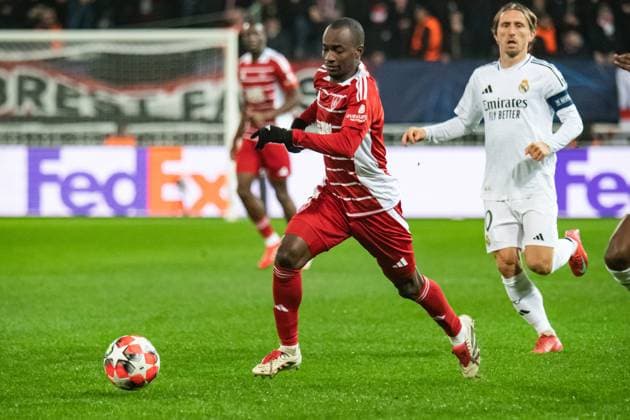 FOOTBALL: BREST vs REAL MADRID Baptiste AUTISSIER MAXPPP - Guingamp 29 01 2025 Baptiste AUTISSIER Maxppp Guingamp ; 29 01 2025 ; Kamory Doumbia lors du match Brest vs Real Madrid comptant pour la 8e journee de la Ligue des Champions a Guingamp le 29 janvier 2025. Guingamp Guingamp Bretagne France  Copyright: xMAXPPPxBaptistexAUTISSIERx BAU202501299959 BAU202501299959
