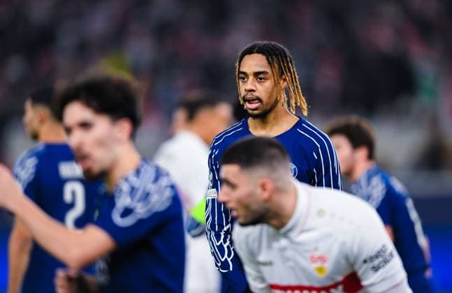 Bradley Barcola (Paris Saint-Germain) looks thoughtful during the UEFA Champions League 2024 25 League Phase MD8 match between VfB Stuttgart and Paris Saint-Germain at MHPArena on January 29, 2025 in Stuttgart, Germany. (Photo by Silas Schueller DeFodi Images) Defodi-738_738_VFBPSG_20250129_179