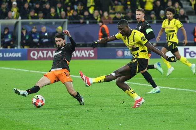 UEFA Champions League - Borussia Dortmund - Schachtar Donezk am 29.01.2025 im Signal Iduna Park in Dortmund Serhou Guirassy (Dortmund 9) erzielt das Tor zum 2 zu 0