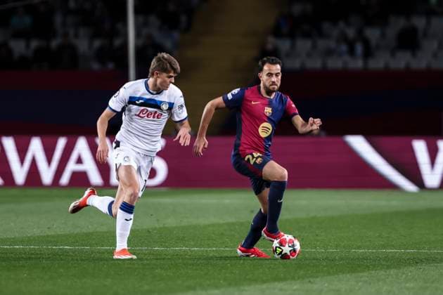 January 29, 2025, Barcelona, Barcelona, SPAIN: Eric Garcia of FC Barcelona, Barca and Juan Cuadrado of Atalanta BC in action during the UEFA Champions League 2024 25 League Phase MD8, match between FC Barcelona and Atalanta BC at Estadi Olimpic Lluis Companys on January 29, 2025 in Barcelona, Spain. Barcelona SPAIN - ZUMAa181 20250129_zaa_a181_056 Copyright: xJavierxBorregox