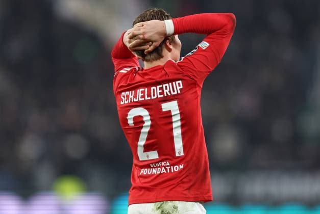 Andreas Schjelderup (SL Benfica) looks dejected, UEFA Champions League 2024 25 League Phase MD1, Juventus Turin v SL Benfica, Allianz Stadium, January 29, 2025, Turin, Italy.