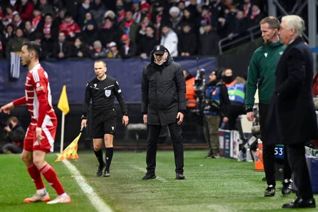 FOOTBALL : Brest vs Real Madrid - Ligue des Champions - 29 01 2025 Eric ROY ( coach Brest ) during the UEFA Champions League match between Stade Brestois 29 and Real Madrid CF at Stade de Roudourou on January 29 , 2025 in Guingamp, France. ( Photo by Dante Badano PsnewZ ) - GuingampFrance  Copyright: xDantexBadanox