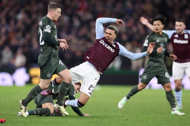 Aston Villa v Celtic FC 29 January 2025, Aston - UEFA Champions League Football - Aston Villa v Celtic - Morgan Rogers of Aston Villa is tackled by Arne Engels of Celtic - Photo: Charlotte Wilson Offside. Aston UK Copyright: xCharlottexWilsonx xOffsidexOffside