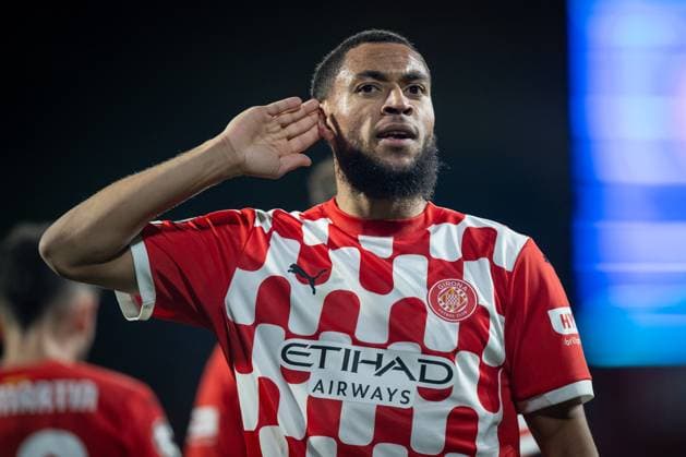 Arnaut Danjuma (Girona FC) celebrates during a UEFA Champions League match between Girona FC and Arsenal FC at Estadi Municipal de Montilivi in Girona, Girona, Spain, on January 29 2025. Photo by Felipe Mondino Copyright: x@FELIPExMONDINOx