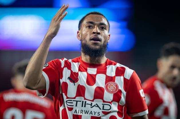 Arnaut Danjuma (Girona FC) celebrates during a UEFA Champions League match between Girona FC and Arsenal FC at Estadi Municipal de Montilivi in Girona, Girona, Spain, on January 29 2025. Photo by Felipe Mondino Copyright: x@FELIPExMONDINOx