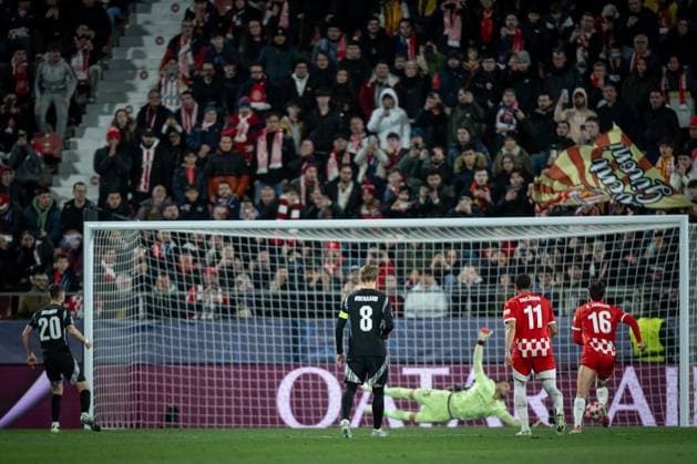 Jorginho (Arsenal FC) scores a penalty shoot during a UEFA Champions League match between Girona FC and Arsenal FC at Estadi Municipal de Montilivi in Girona, Girona, Spain, on January 29 2025. Photo by Felipe Mondino Copyright: x@FELIPExMONDINOx