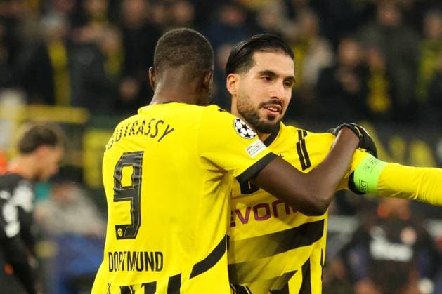 Dortmund, Deutschland 29. Januar 2025: Champions League - 2024 2025 - Borussia Dortmund vs. Schachtar Donezk Im Bild: v.li. Torschütze Serhou Guirassy (BVB) macht das Tor zum 2:0 für Borussia Dortmund und jubelt mit Emre Can (BVB) Signal Iduna Park Nordrhein Westfalen Copyright: xFotostandx xFantinix