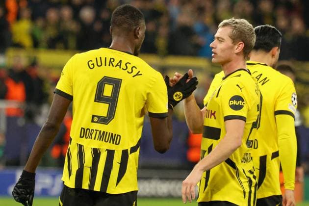 Dortmund, Deutschland 29. Januar 2025: Champions League - 2024 2025 - Borussia Dortmund vs. Schachtar Donezk Im Bild: v.li. Torschütze Serhou Guirassy (BVB) macht das Tor zum 2:0 für Borussia Dortmund und jubelt mit Julian Ryerson (BVB) Signal Iduna Park Nordrhein Westfalen Copyright: xFotostandx xFantinix