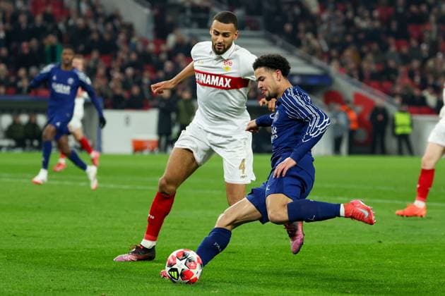 Stuttgart 29. January 2025 Uefa Champions League phase 2024 25 Matchday 8, VFB Stuttgart - Paris Saint Germain v.l., Josha Vagnoman (VFB Stuttgart), Warren Zaire Emery (Paris Saint-Germain), Zweikampf, Action, Aktion, Battles for the Ball Copyright: JoaquimxFerreira