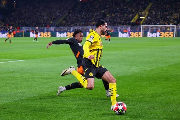 29.01.2025, UEFA Champions League, 8. Spieltag, Borussia Dortmund - Shakhtar Donetsk, v. l. Vinicius Tobias (Shakhtar Donetsk), Emre Can (Borussia Dortmund), Dortmund Signal Iduna Park NRW Deutschland xRHR-FOTO DEx Copyright: DennisxEwert RHR-FOTOx RHR-FOTO DE