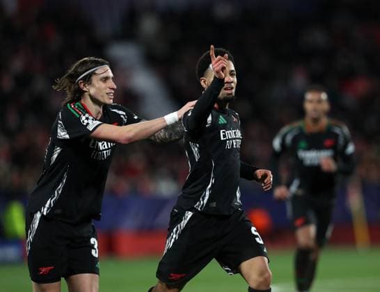 Ethan Nwaneri of Arsenal celebrates scoring his teams 2nd goal with Riccardo Calafiori Girona v Arsenal, UEFA CHampions League, Estadi Montilivi, Girona, Spain - 29 01 2025 Editorial use only  Copyright: xMartinxSerasxLima Shutterstockx 15124935g