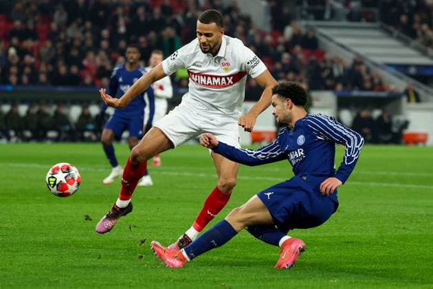 Stuttgart 29. January 2025 Uefa Champions League phase 2024 25 Matchday 8, VFB Stuttgart - Paris Saint Germain v.l., Josha Vagnoman (VFB Stuttgart), Warren Zaire Emery (Paris Saint-Germain), Zweikampf, Action, Aktion, Battles for the Ball Copyright: JoaquimxFerreira