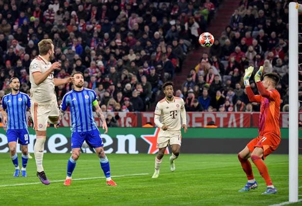 29.01.2025, xemx, Fussball UEFA Champions League, FC Bayern Muenchen - Slovan Bratislava v.l. Harry Kane (FC Bayern Muenchen) Goal scored, erziehlt das Tor zum 2:0 (DFL DFB REGULATIONS PROHIBIT ANY USE OF PHOTOGRAPHS as IMAGE SEQUENCES and or QUASI-VIDEO) Muenchen