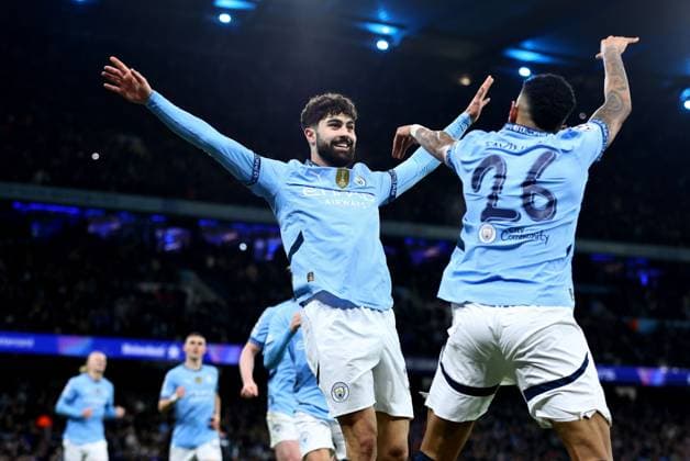Sport Themen der Woche KW05 Sport Bilder des Tages Josko Gvardiol of Manchester City celebrates scoring his sides second goal Manchester City v Club Brugge, UEFA Champions League, Group Stage, Football, Etihad Stadium, Manchester, UK - 29 Jan 2025 EDITORIAL USE ONLY No use with unauthorised audio, video, data, fixture lists, club league logos or live services. Online in-match use limited to 120 images, no video emulation. No use in betting, games or single club league player publications.  Copyright: xShutterstockx 15123154ay