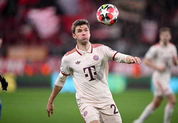 FUSSBALL CHAMPIONS LEAGUE SAISON 2024 2025 Vorrunde 8. Spieltag FC Bayern Muenchen - Slovan Bratislava 29.01.2025 Thomas Mueller (FC Bayern Muenchen)