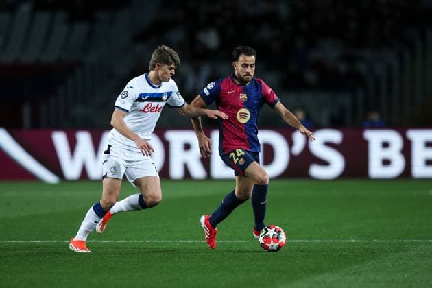 Charles De Ketelaere (Atalanta BC) Eric Garcia FC Barcelona, Barca during the UEFA Champions League 2024 25 League Phase MD8 match between FC Barcelona and Atalanta BC at Estadi Olimpic Lluis Companys on January 29, 2025 in Barcelona, Spain. (Photo by Xavi Bonilla DeFodi Images) Defodi-674_20250129_XB3_1449