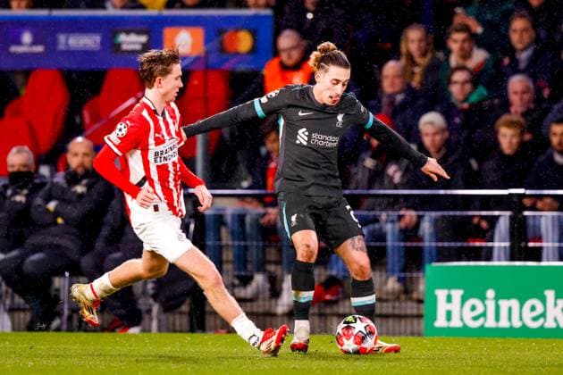 EINDHOVEN, 29-01-2025, Philips Stadium, UEFA Champions League season 2024 25, match between PSV and Liverpool FC, PSV player Tygo Land PSV - Liverpool  x27614878x Copyright: