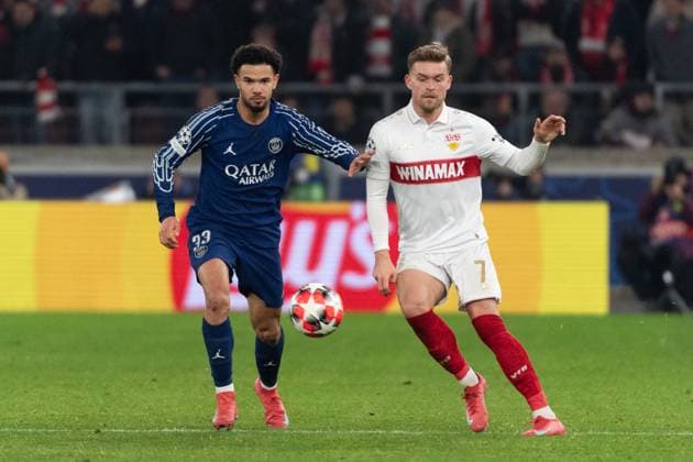 v.li. Warren Zaire-Emery (Paris Saint-Germain, 33), Maximilian Mittelstaedt (VfB Stuttgart, 07) GER, VfB Stuttgart vs. Paris Saint-Germain, Fussball, Herren, UEFA Champions League, 8. Spieltag, Spielzeit 2024 2025, 29.01.2025, GER, VfB Stuttgart vs. Paris Saint-Germain, Fussball, Herren, UEFA Champions League, 8. Spieltag, Spielzeit 2024 2025, 29.01.2025 Stuttgart Copyright: xEibner-Pressefoto WolfgangxFrankx EP_WFK