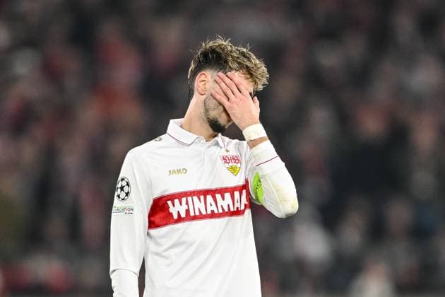 Atakan Karazor (VfB Stuttgart) gestures, looks dejected during the UEFA Champions League 2024 25 League Phase MD8 match between VfB Stuttgart and Paris Saint-Germain at MHPArena on January 29, 2025 in Stuttgart, Germany. (Photo by Harry Langer DeFodi Images) Defodi-541_VFBPSG20250129_72