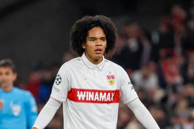 Anrie Chase (VfB Stuttgart, 45) , Fussball, UEFA Champions League, 8. Spieltag, 2024 2025, VfB Stuttgart vs. Paris St. Germain, 29.01.2025, Arena Stuttgart, Stuttgart, Deutschland Stuttgart Arena Stuttgart Baden-Württemberg Deutschland Copyright: xGrantxHubbsx