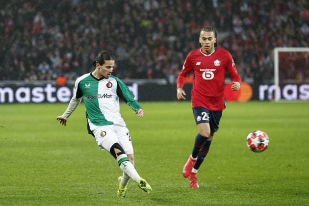 LILLE, 29-01-2025. Decathlon Arena Stade Pierre Mauroy. Football, UEFA Champions League season 2024 2025. Lille - Feyenoord. Feyenoord player Anis Hadj Moussa during the match Borussia LOSC Lille - Feyenoord Lille - Feyenoord  x27615063x Copyright: